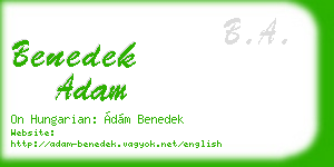 benedek adam business card